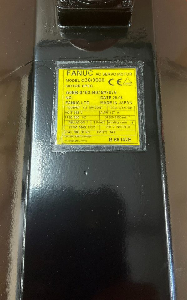 Fanuc A06B-0153-B075#7076 AC Servo Motor A30/3000 I64 Pulse *ONE YEAR WARRANTY* - Image 3