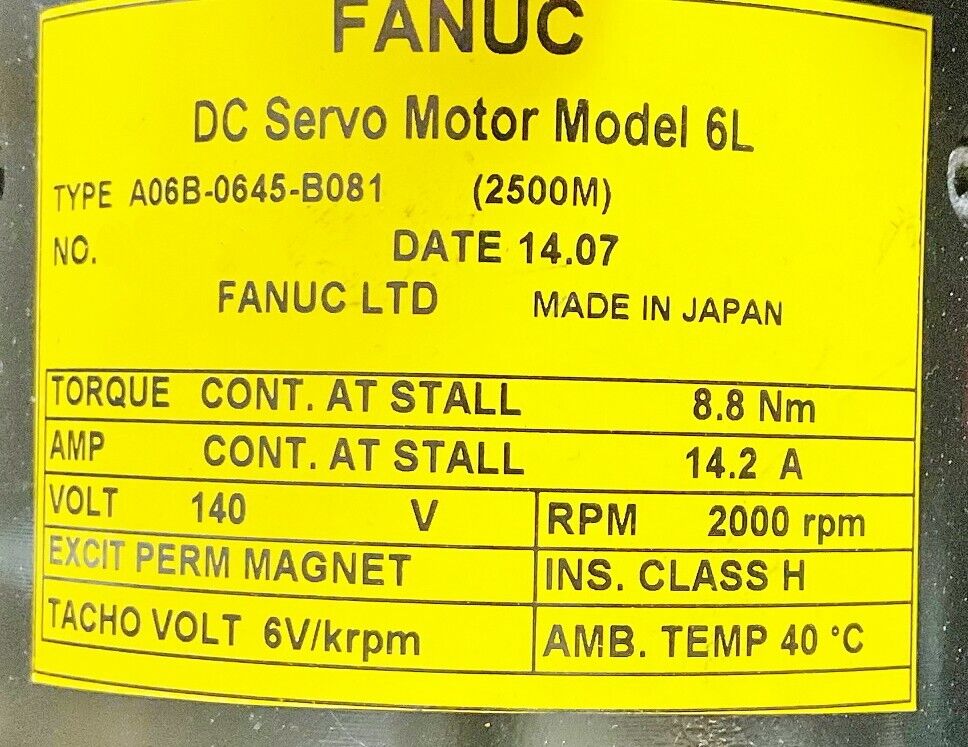 Fanuc A06B-0645-B081 DC Servo Motor *1 YEAR WARRANTY* - Image 3