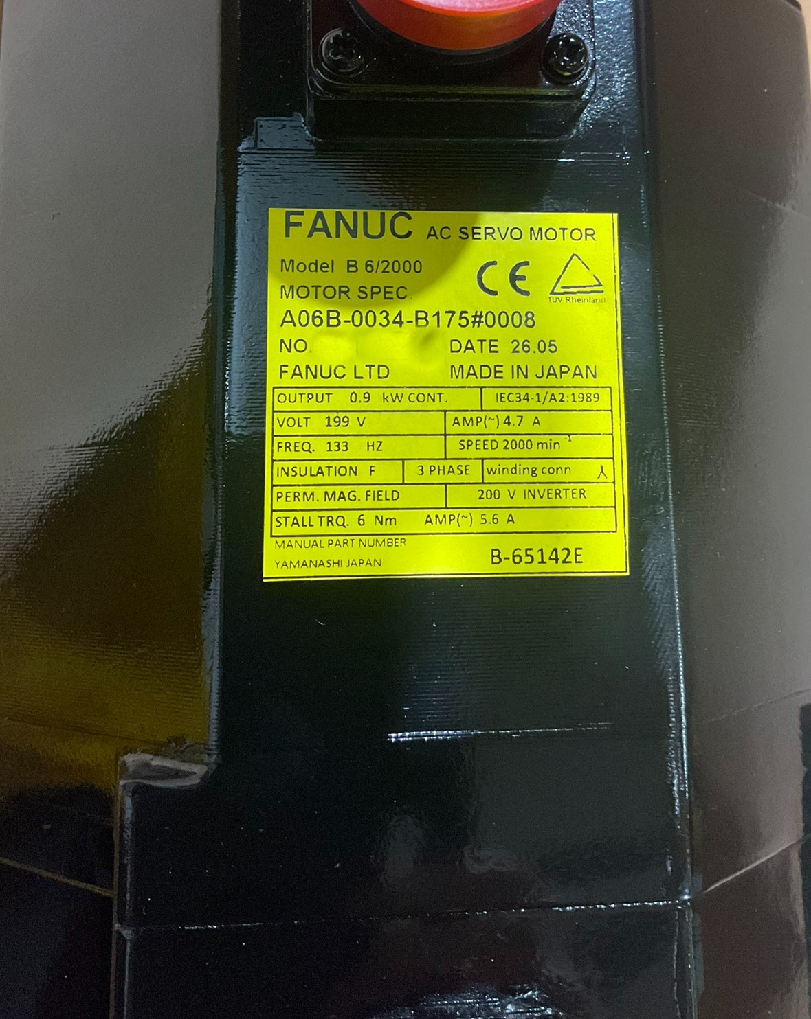 Fanuc A06B-0034-B175#0008 AC MOTOR B6/2000 A32B W/KEYWAY *1 YEAR WARRANTY* - Image 3