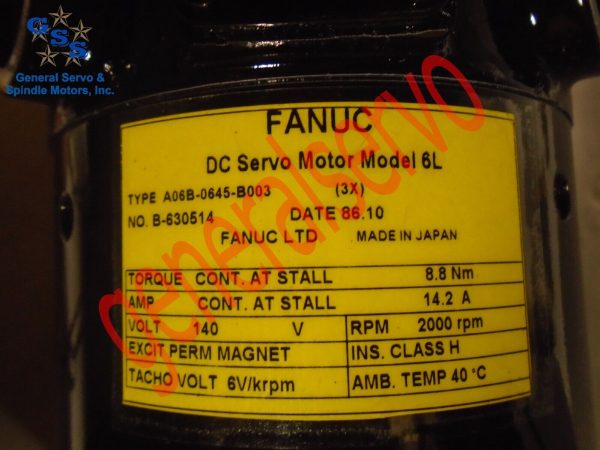 Fanuc A06B-0645-B003 DC Servo Motor *1 YEAR WARRANTY* - Image 4