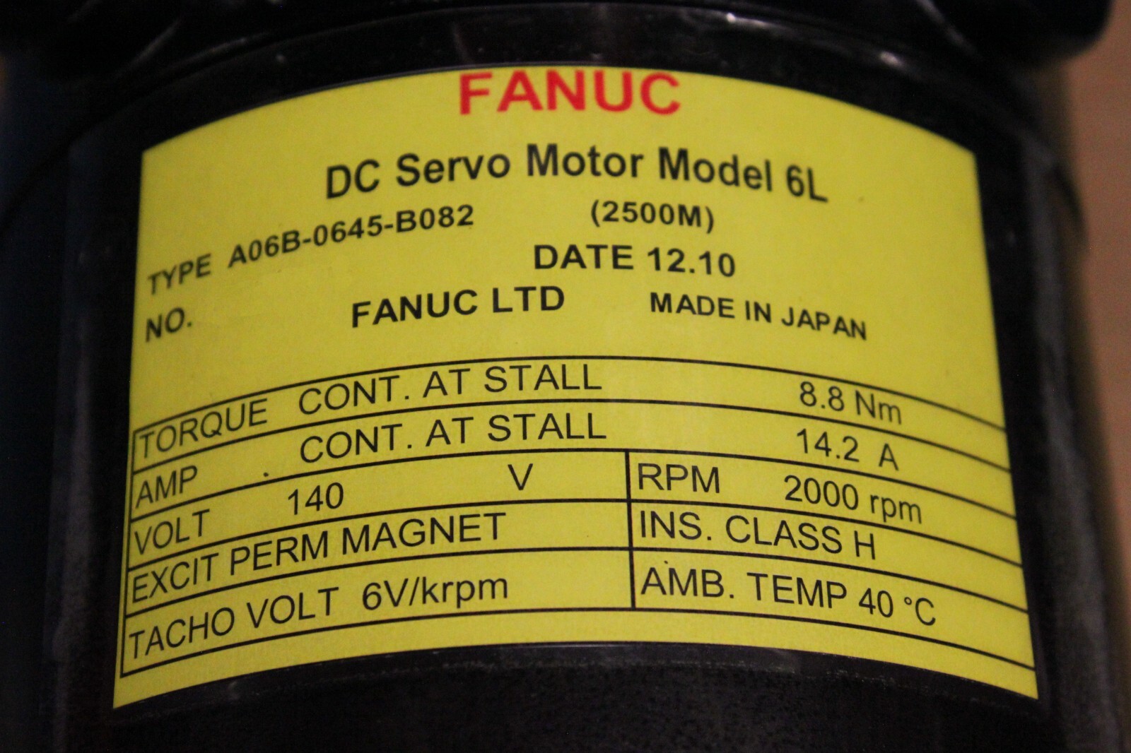 Fanuc A06B-0645-B082 DC Servo Motor *1 YEAR WARRANTY* - Image 3