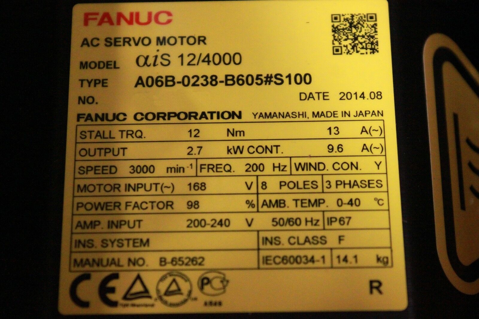 Fanuc Servo Motor A06B 0238 B605 #S100  " NEW " 
