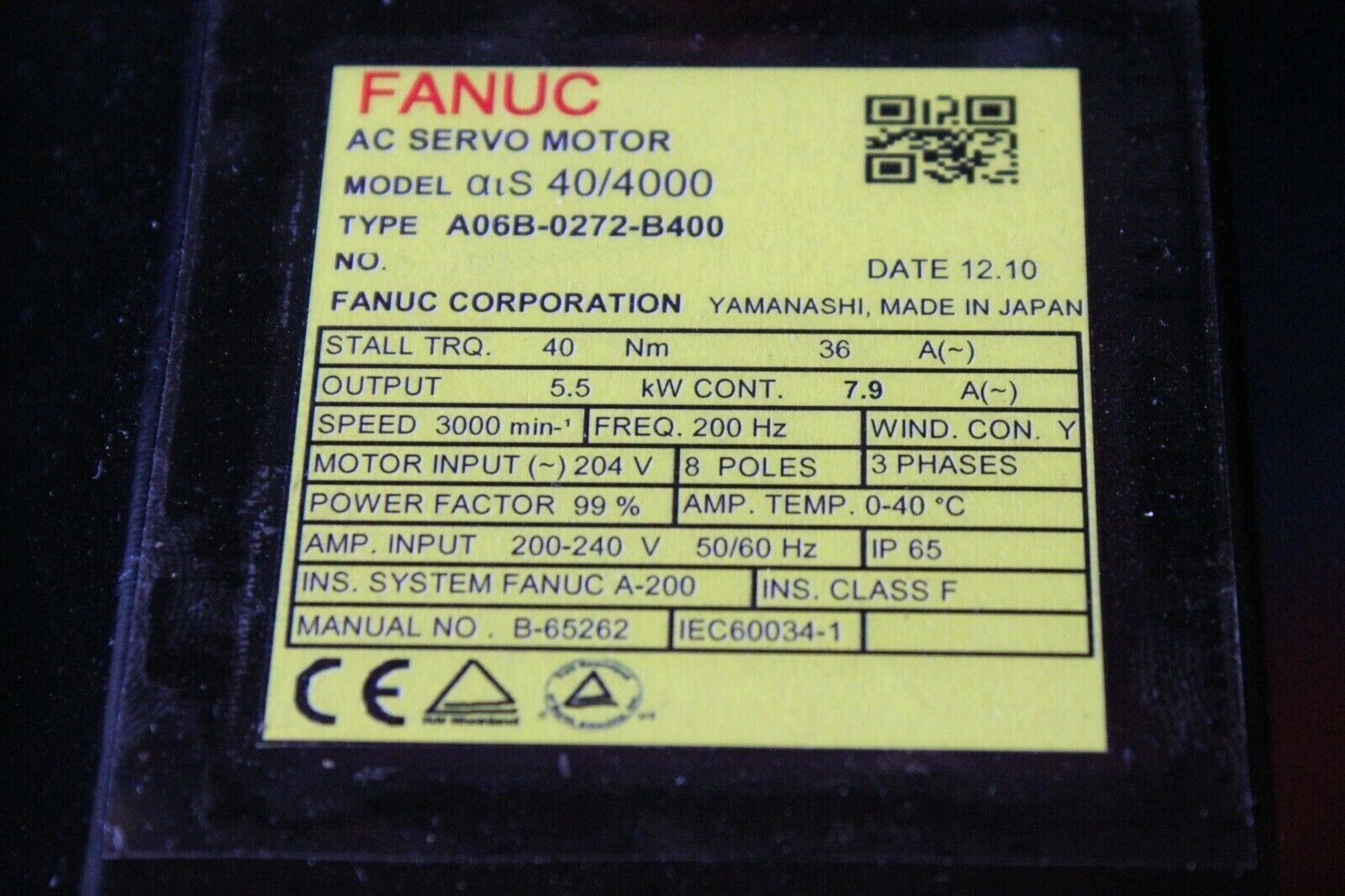 Fanuc A06B-0272-B400 AC MOTOR AIS40/4000 AIA1000 BRK 35NM STR *1 YEAR WARRANTY* - Image 3