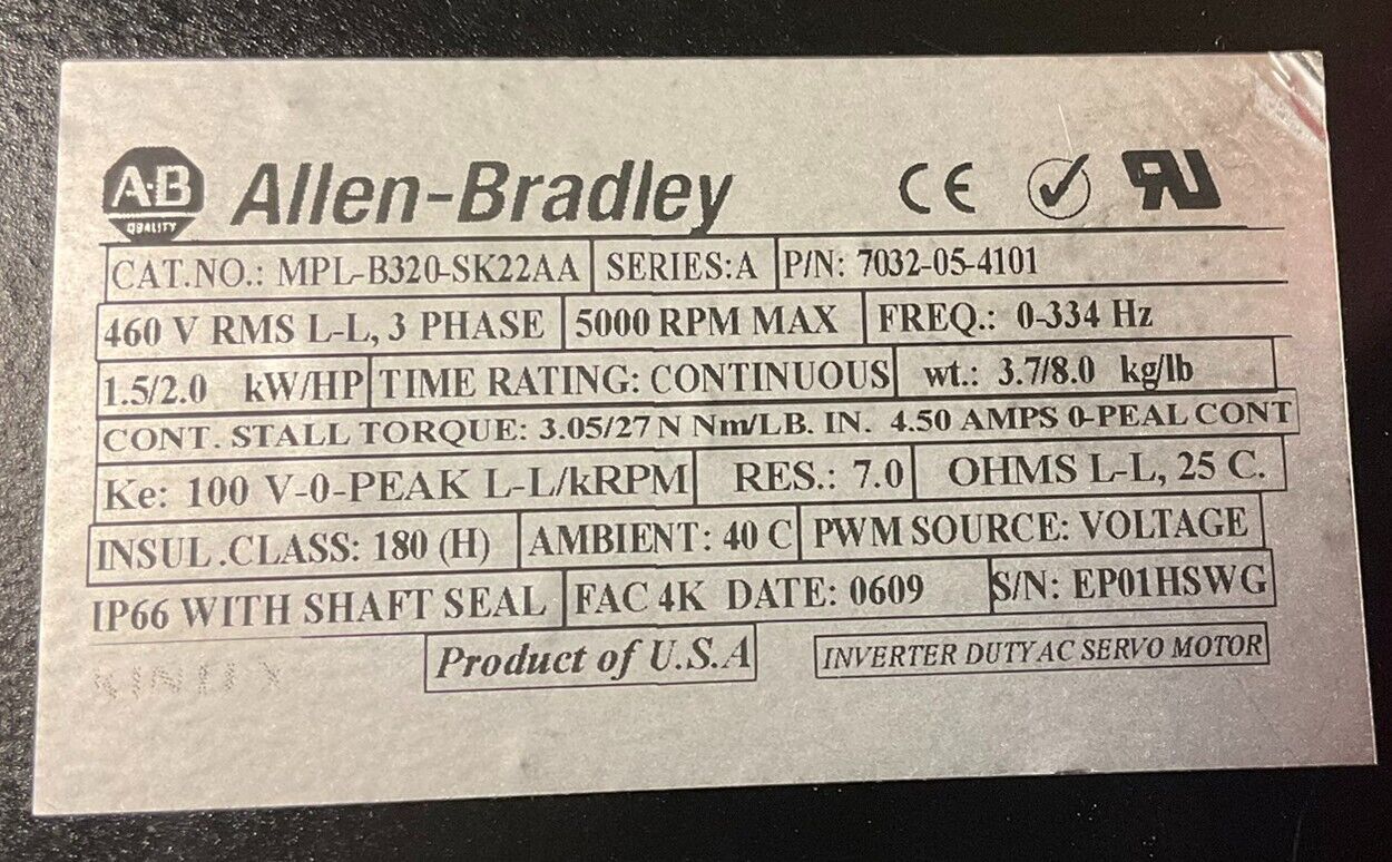 Allen-Bradley MPL-B320-SK22AA *1 YEAR WARRANTY* - Image 2