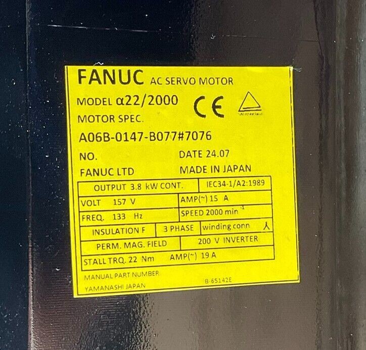 Fanuc A06B-0147-B077 #7076 AC Servo Motor *1 YEAR WARRANTY* - Image 2