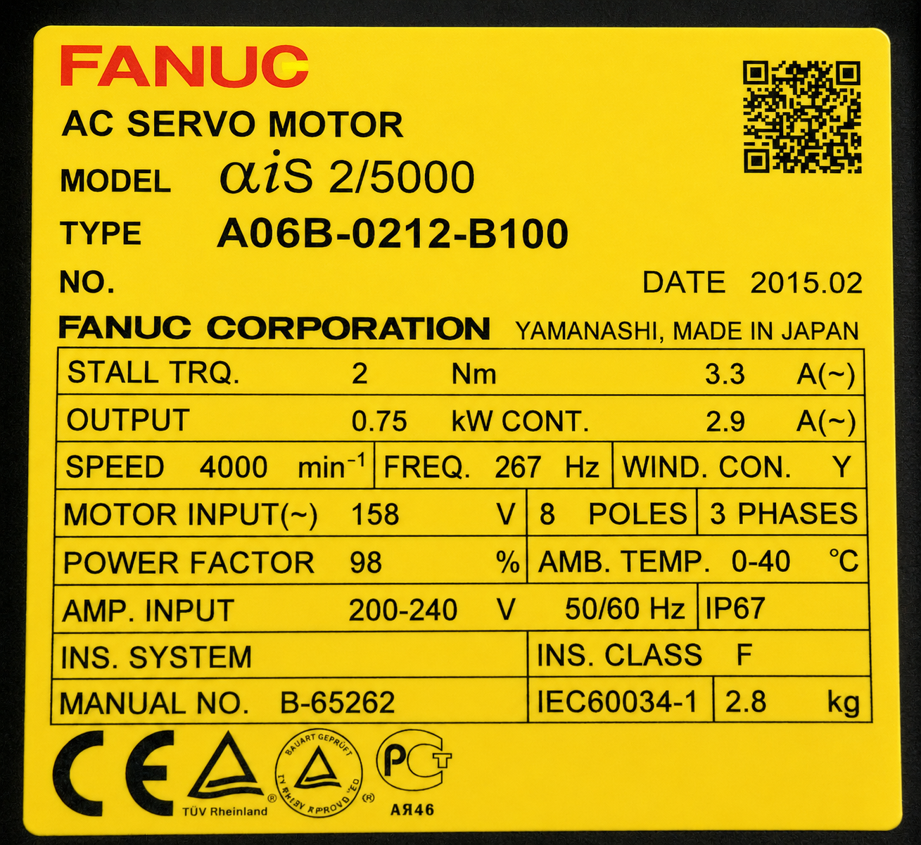 Fanuc A06B-0212-B100 AC MOTOR AIS2/5000 A1000I STRT IP67 *1 YEAR WARRANTY* - Image 4