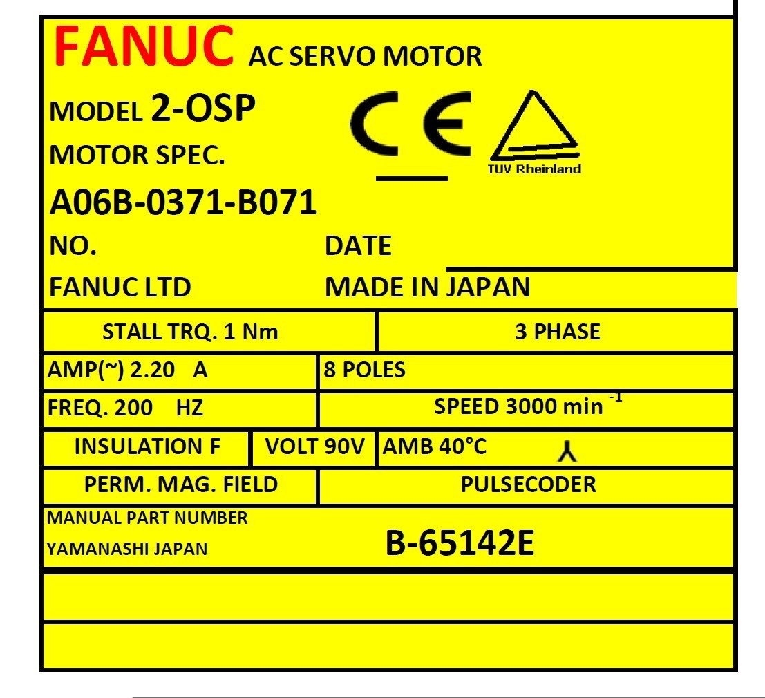 Fanuc A06B-0371-B071 AC MOTOR A1/3000 SERIAL A *1 YEAR WARRANTY* - Image 3