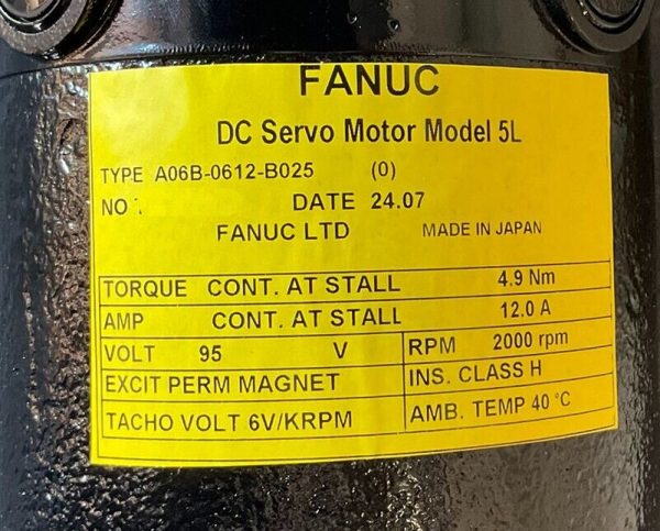 Fanuc A06B-0612-B025 DC SERVO MOTOR MDL 5L, TPR, TACH *1 YEAR WARRANTY* - Image 3