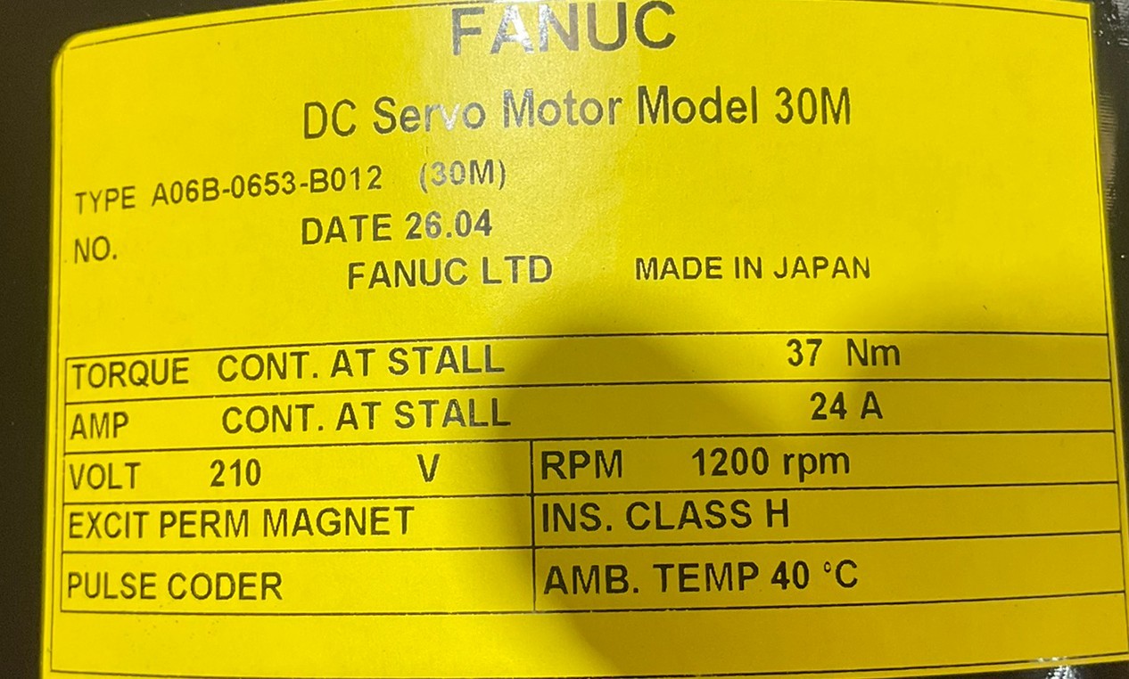 A06B-0653-B012 Fanuc DC Servo Motor 30M 2500 P/R *ONE YEAR WARRANTY* - Image 3
